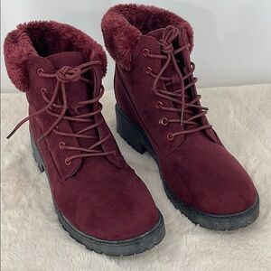 REBEL BUNNY SIZE 9 Women's Burgundy Lace-Up Boots